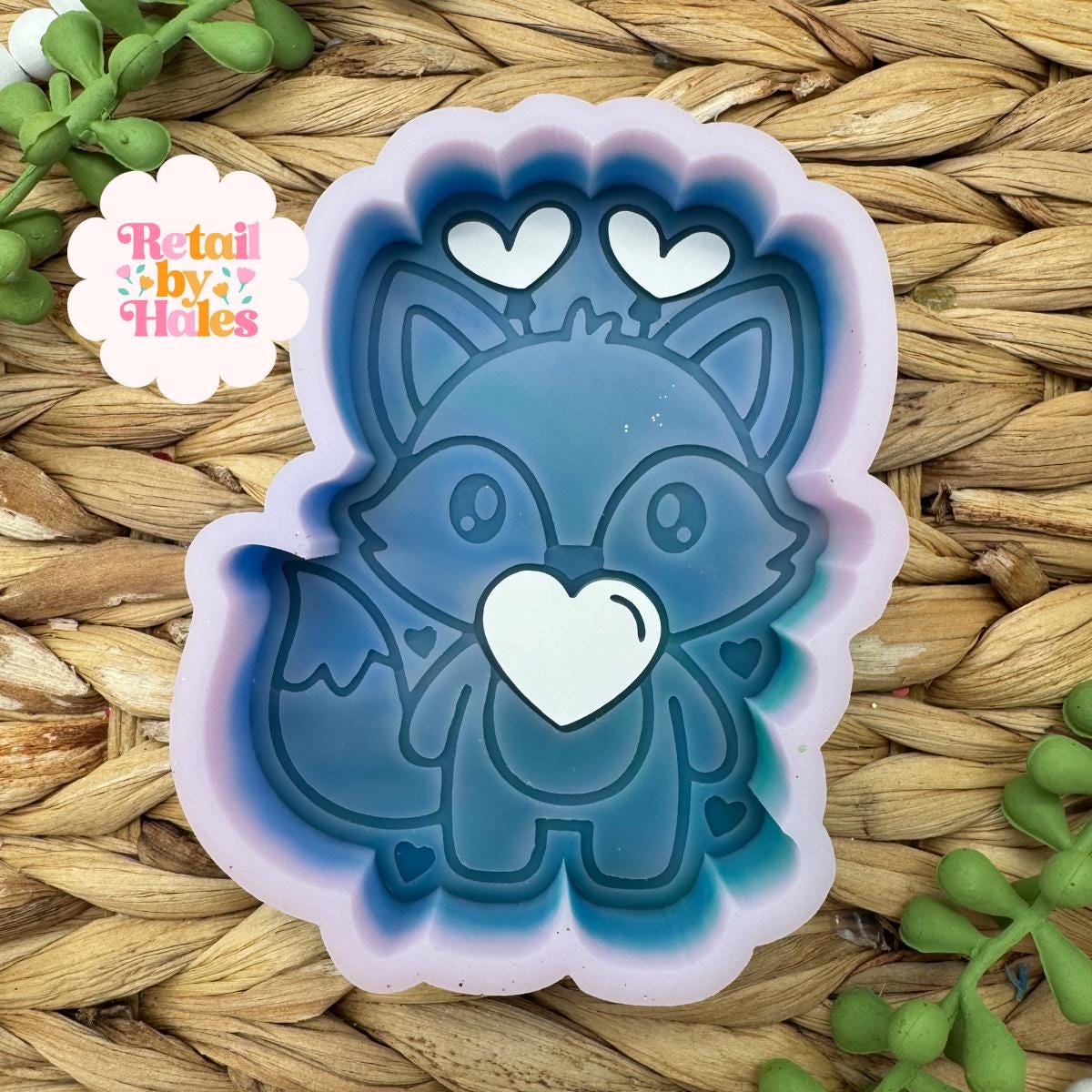 Fox with Bubble Gum Freshie Mold, Valentine Fox Soap mold