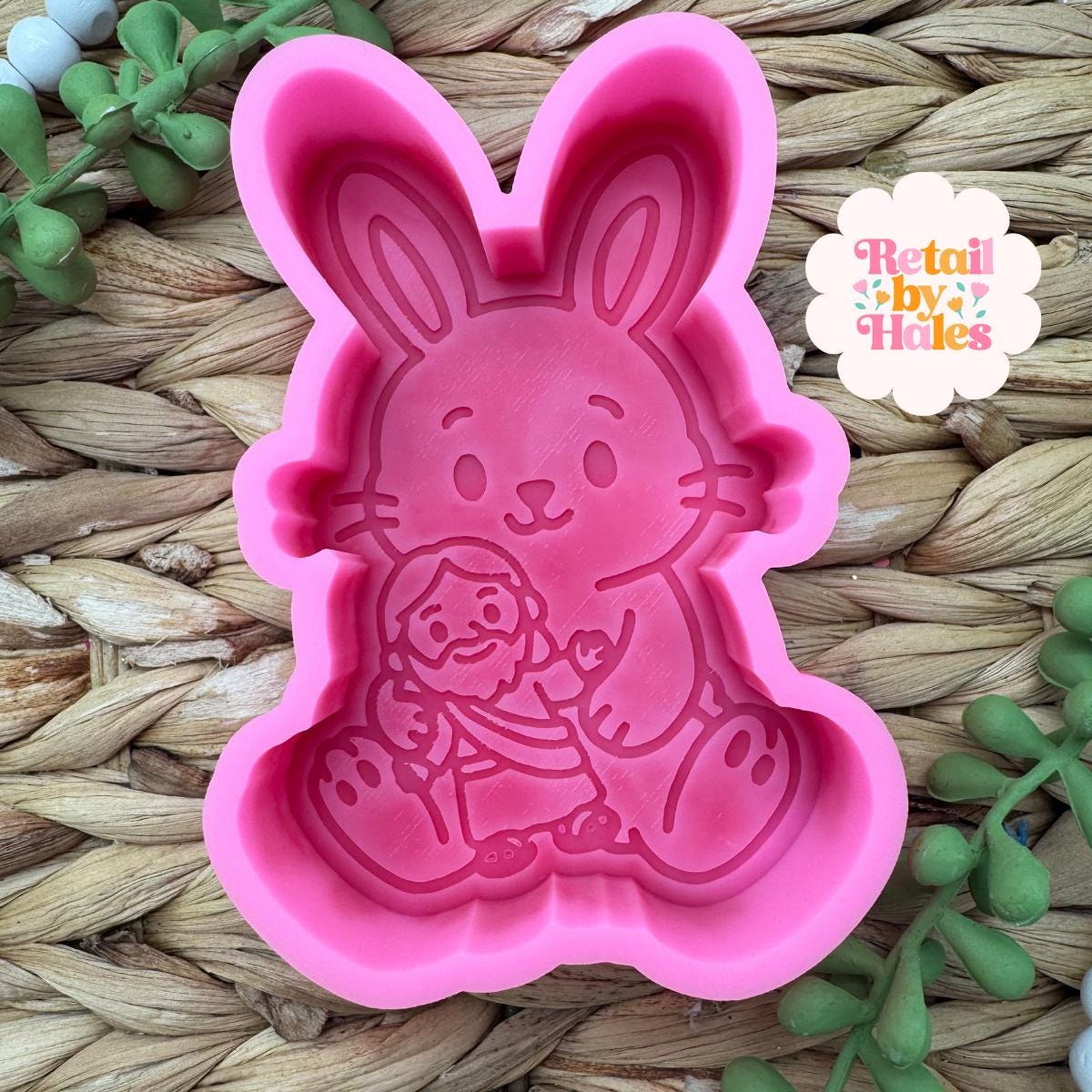 Bunny with Jesus Doll Freshie Mold for easter, car freshie design oven safe silicone cross mold for wax, cross easter mold for bath bombs