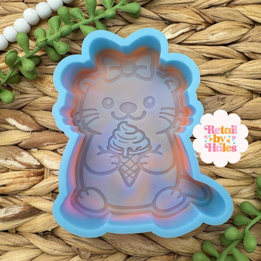 Otter with Ice Cream Cone Freshie Mold for summer, car freshie design oven safe, silicone mold for wax, ice cream mold for bath bombs