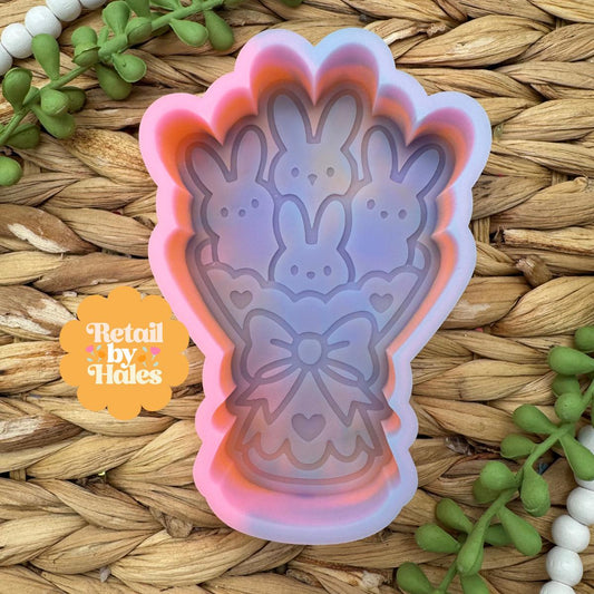 Peep Bouquet Freshie Mold for easter, car freshie designs oven safe silicone bunny mold for wax, easter freshie