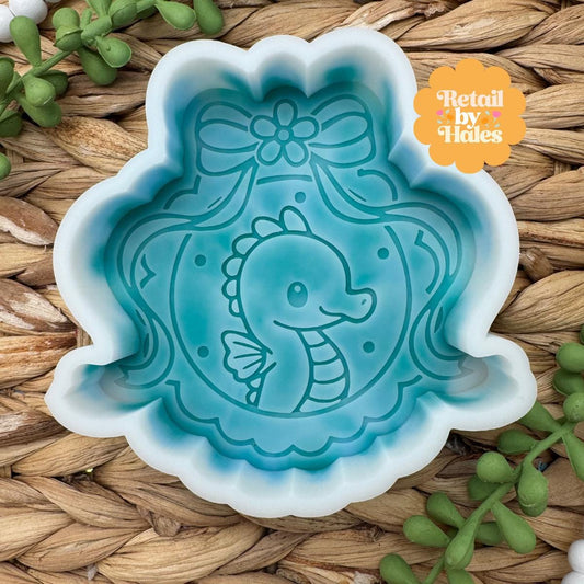 Seahorse in Frame Freshie Mold, ocean freshie mold, seahorse freshie mold, summer silicone mold, wax melt mold