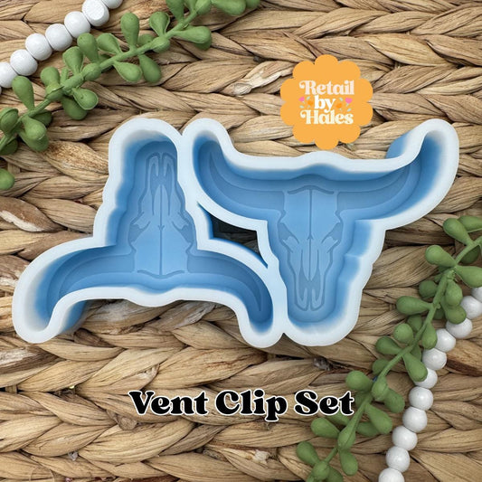 Bull Skull Vent Clip Freshie Mold, Longhorn Western Freshie Molds, Cowboy Summer Freshie Molds, Cowgirl Freshie Molds, Cow Freshie Mold
