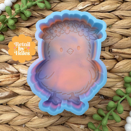 Chick with Flower Headband Freshie Mold, Easter Freshie Molds, Cute Chick With Flower Headband Soap mold