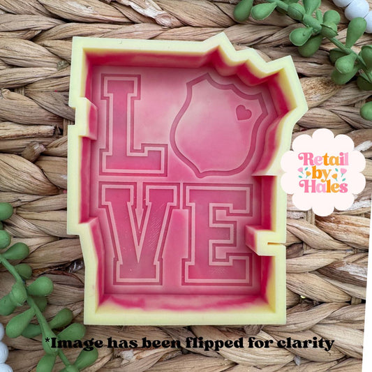 Love Police Badge Freshie Mold, Blue Lives Matter Wax Melt Mold, Police Support Freshie Mold, Police Department Silicone Mold