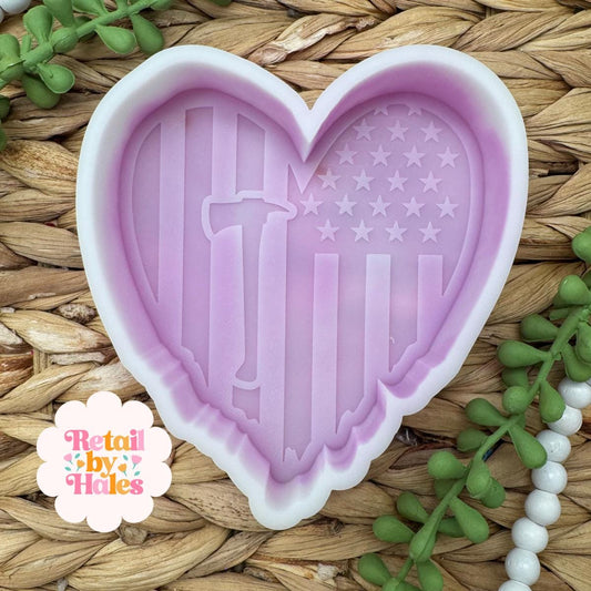 US Flag Firefighter Freshie Mold, Red Lives Matter Wax Melt Mold, First Responder Support Freshie Mold, Fire Department Silicone Mold