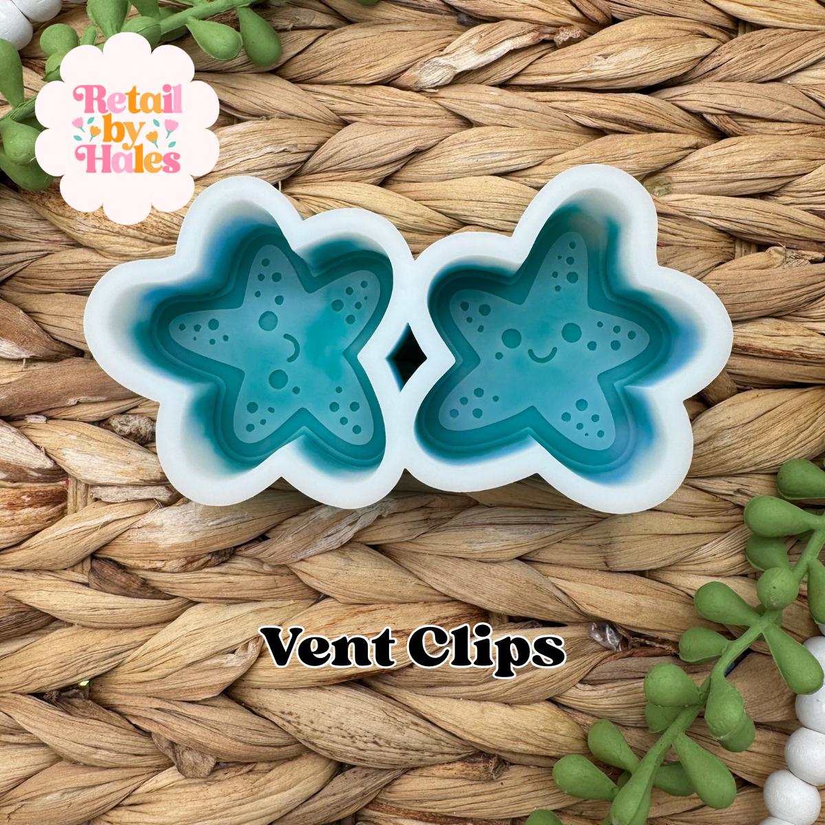 Sea Star Vent Clip Freshie Mold, ocean freshie mold, starfish freshie vent clip mold, summer silicone mold, wax melt mold