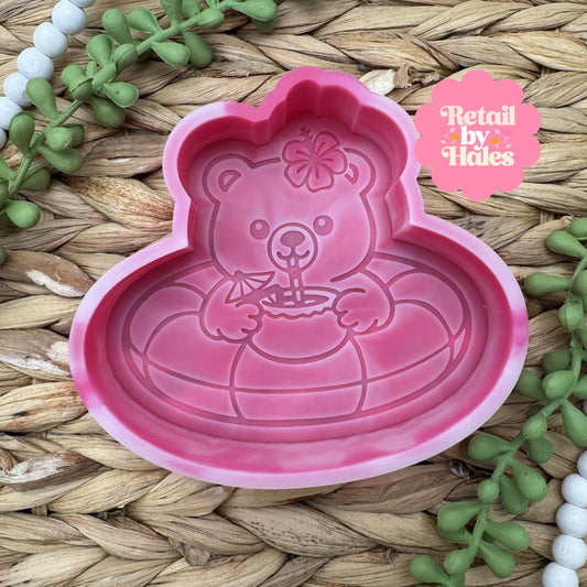 Bear in Floaty Freshie Mold, coconut drink freshie mold, summer silicone molds, pool floaty freshie mold, beach freshie mold