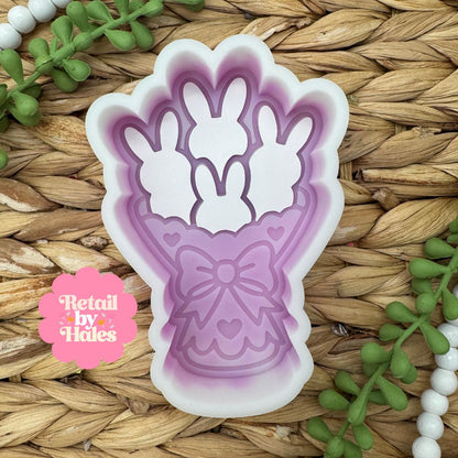 Peep Bouquet Freshie Mold for easter, car freshie designs oven safe silicone bunny mold for wax, easter freshie