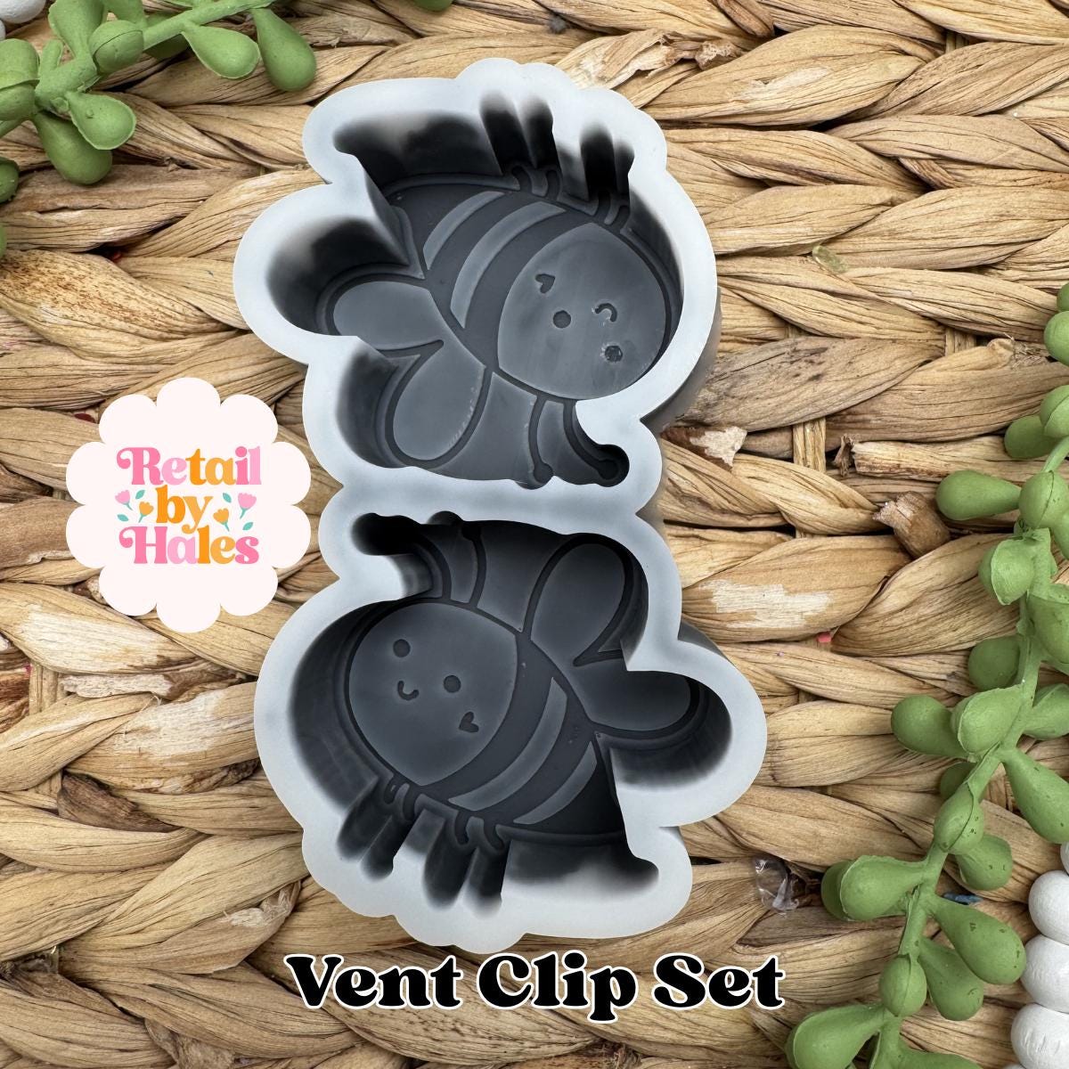 Bee Vent Clip freshie Mold, Summer freshie molds, flower mold, cute freshie molds, checkerboard flower freshie molds, wax melt mold