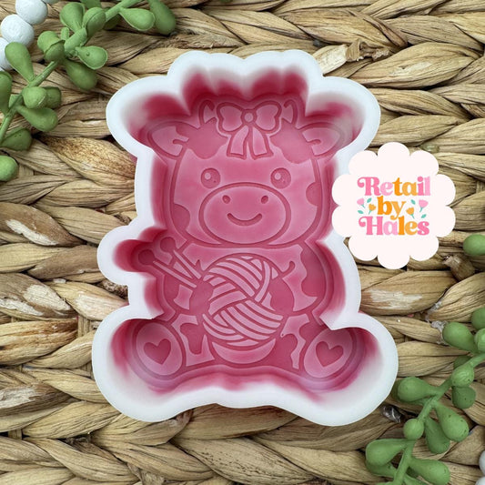 Knitting Cow Freshie Mold, Western Freshie Molds, Cowboy Summer Freshie Molds, Cowgirl Freshie Molds, crochet cow Freshie Mold
