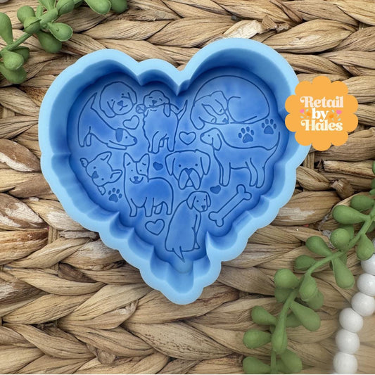 Dog Heart Freshie Mold, Free Kisses Soap Mold, Rescue shelter freshie mold, dog wax mold, dog soap mold, puppy freshie mold