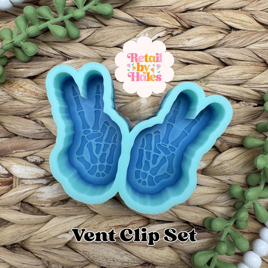 Peace Sign Skeleton Vent Clip Freshie Mold, halloween vent clip molds, wax melt mold halloween, mom life peace sign skeleton mold