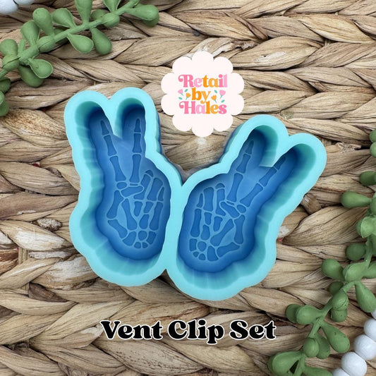 Peace Sign Skeleton Vent Clip Freshie Mold, halloween vent clip molds, wax melt mold halloween, mom life peace sign skeleton mold