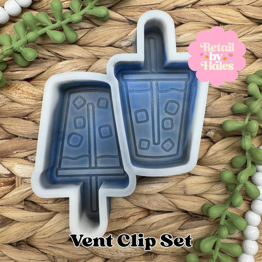 Iced Coffee Vent Clip Freshie Mold, bestselling freshie molds, coffee shop freshie, Cardstock Freshie Mold, travel cup coffee freshie mold