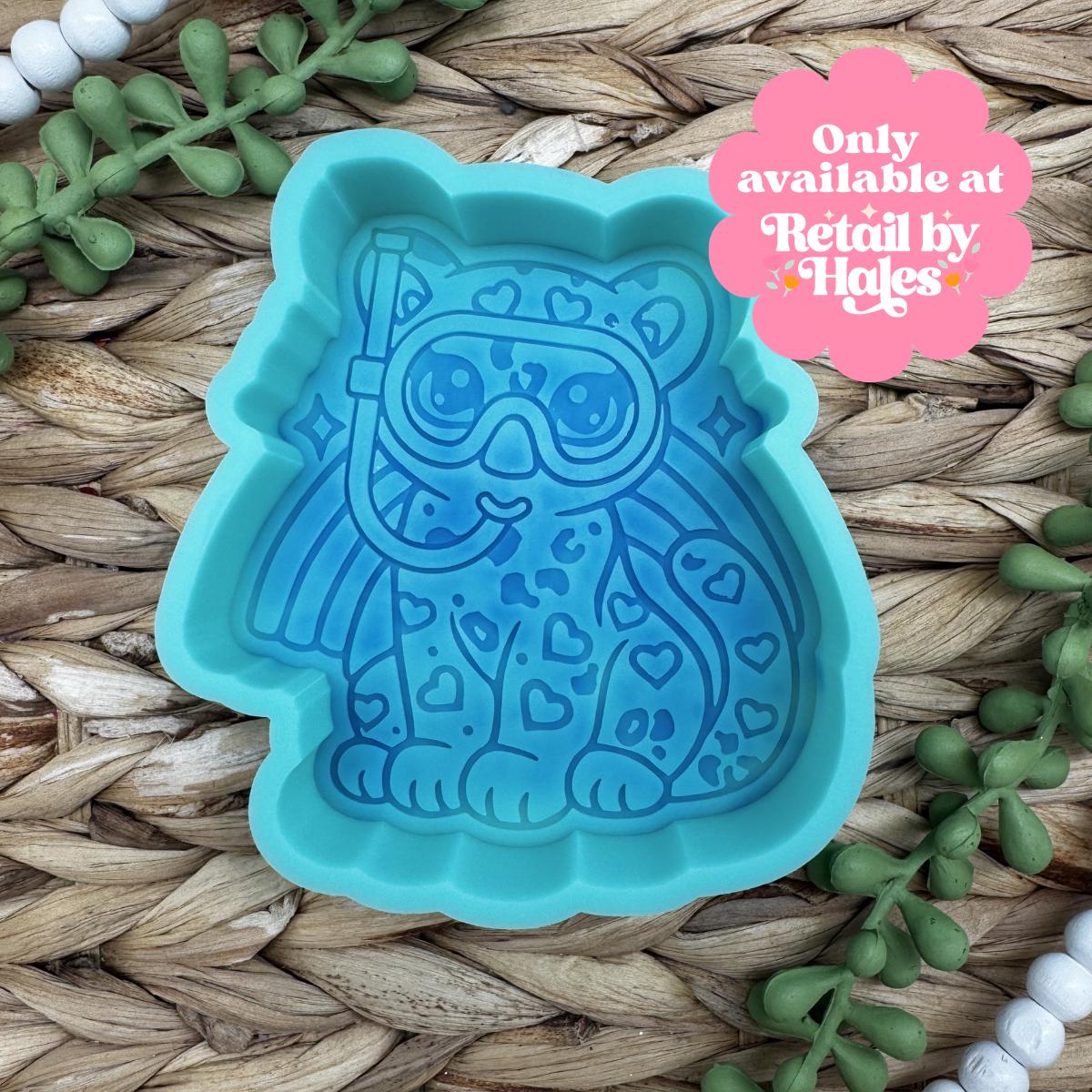 Snorkel Tiger Freshie Mold, Summer Freshie Molds, Animal Freshie Molds, Zoo Animal Freshie Mold, Beach Freshie Mold, Swimming Freshie