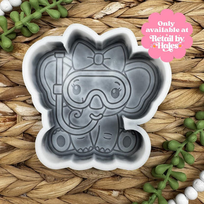Snorkel Elephant Freshie Mold, Animal Freshie Mold for animal lovers, elephant bath bomb mold, for wax melts, elephant soap mold