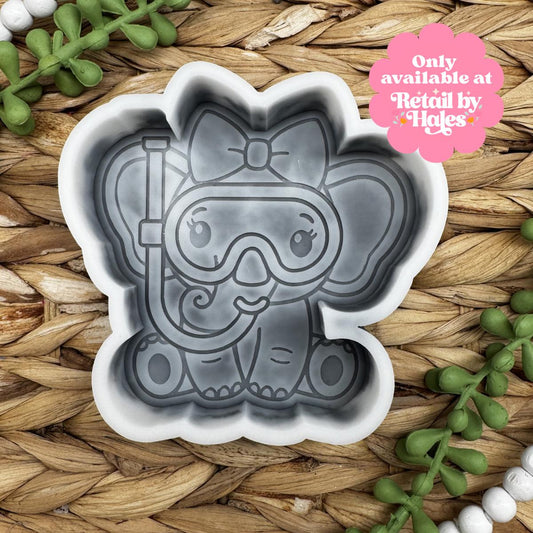 Snorkel Elephant Freshie Mold, Animal Freshie Mold for animal lovers, elephant bath bomb mold, for wax melts, elephant soap mold