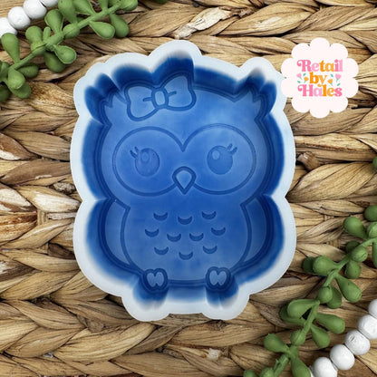 Owl Freshie Mold, Animal Freshie Mold for animal lovers, Owl bath bomb mold, for wax melts, Owl soap mold, Owl with bow freshie mold