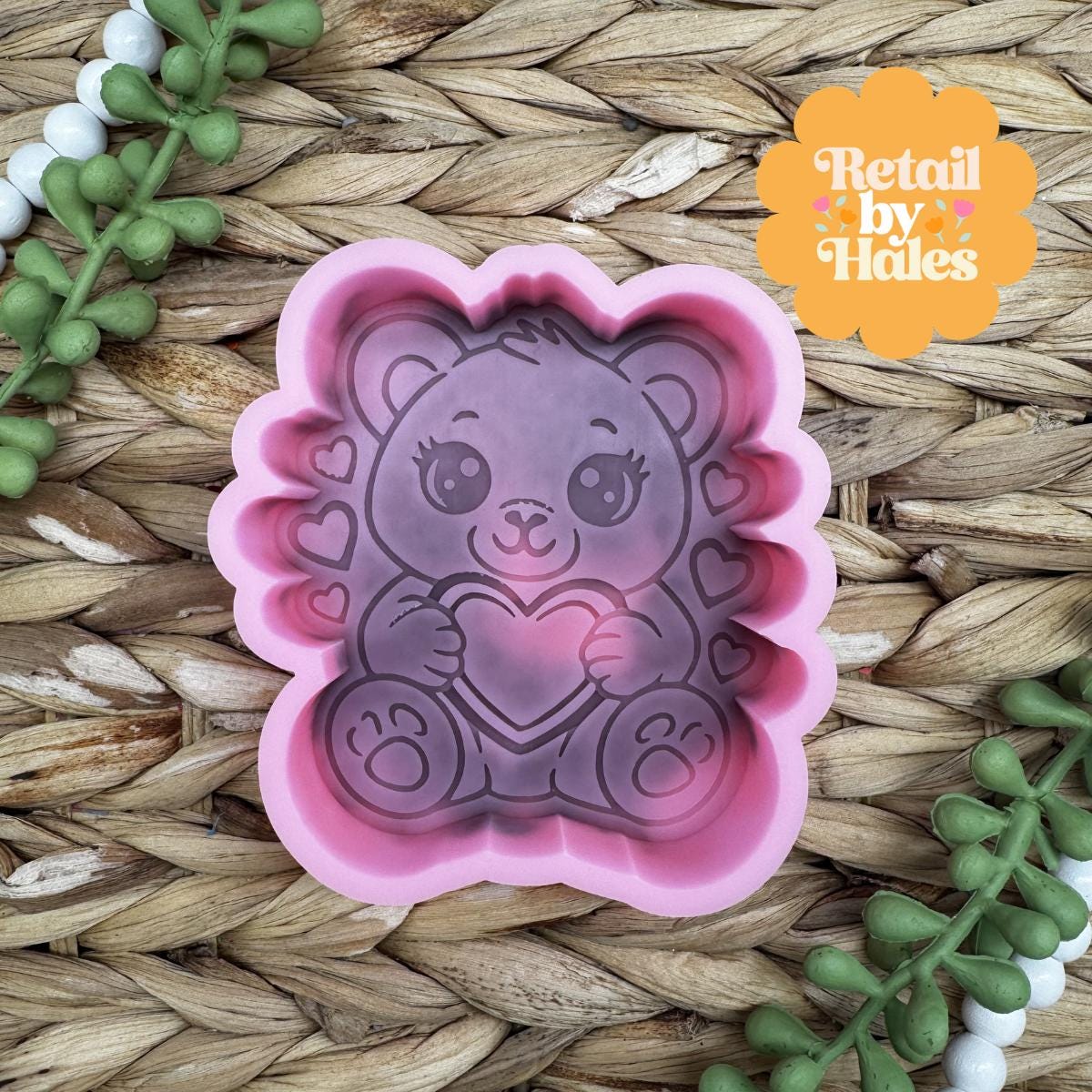 Teddy Bear with Hearts Freshie Mold, valentine's day soap mold, heart freshie mold, valentine freshie mold, teddy bear freshie mold