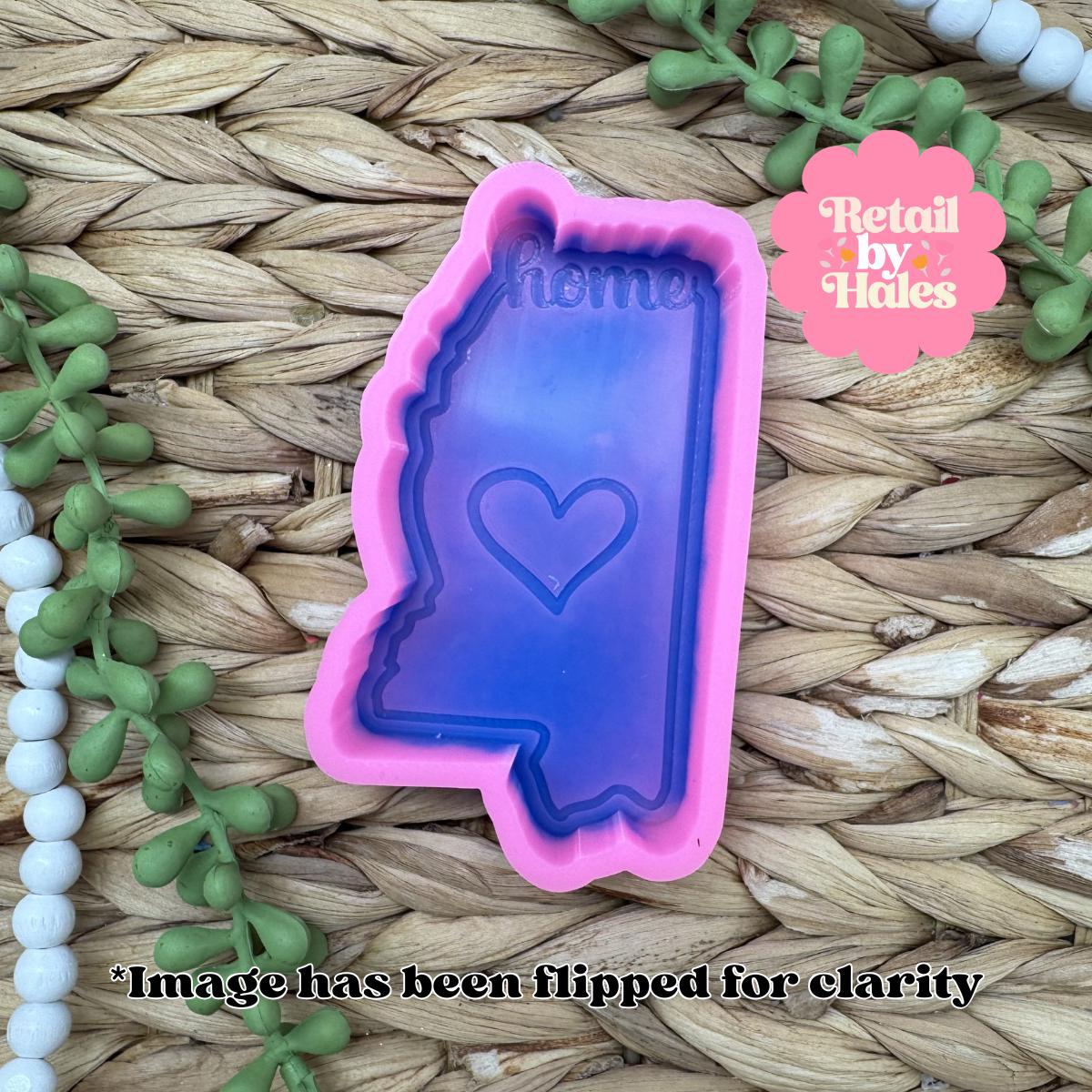 Mississippi Freshie Mold, Home State Freshie Molds, USA Freshie Molds, Beginner Aroma Bead Molds, Mississippi State Freshie Mold