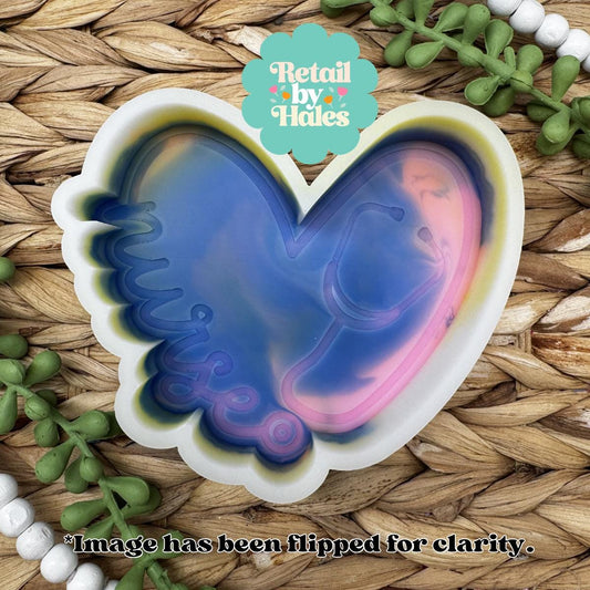 Nurse Heart Mold, Heart Nursing Freshie Mold, Nurse Soap Mold, Nurse Mold for Soap, Stethoscope freshie mold, hospital freshie mold