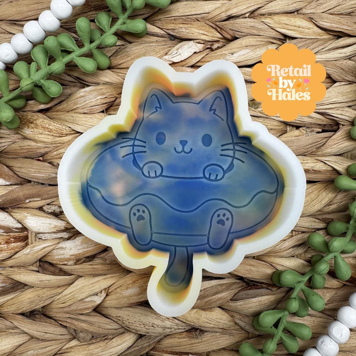 Cat in Floaty Freshie Mold, inner tube freshie mold, summer silicone molds, pool floaty freshie mold, beach freshie mold