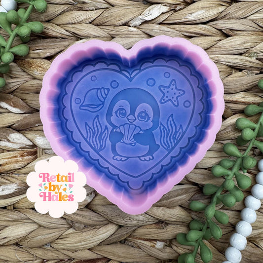 Penguin Heart Freshie Mold, Summer Freshie Molds, Animal Freshie Molds, Ocean Freshie Mold, Beach Freshie Mold, Swimming Freshie