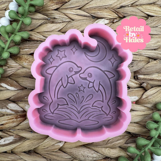 Dolphin Freshie Silicone Mold, ocean freshie molds, cutesy soap mold, ocean freshie mold, retro summer freshie molds