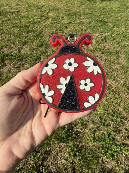 Ladybug Freshie Mold, bestselling freshie molds, summer silicone mold, summer freshie molds, flower ladybug freshie mold, cute freshie mold