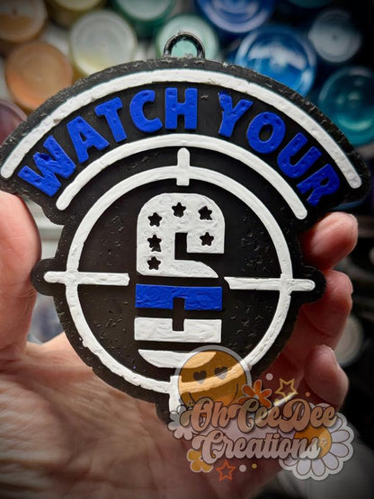 Watch Your Six Police Freshie Mold, Blue Lives Matter Wax Melt Mold, Police Support Freshie Mold, Police Department Silicone Mold