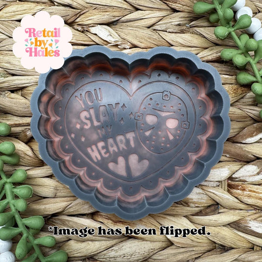 Mask Heart Freshie Mold, Halloween Freshie Mold, Fall Freshie Mold, Scary movie freshie mold, horror freshie mold, halloween soap mold