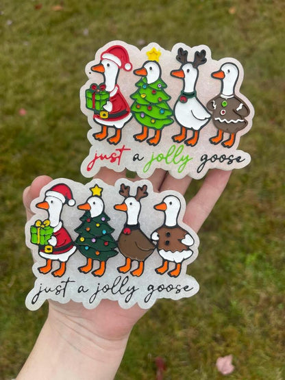 Just a Jolly Goose Freshie Mold, Silly Goose Christmas freshie mold, goose squad freshie mold, funny christmas freshie, geese freshie mold