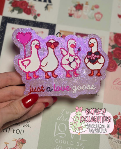 Just a Love Goose Freshie Mold, valentine's day goose soap mold, goose freshie mold, valentine freshie mold, just a valentine's day goose