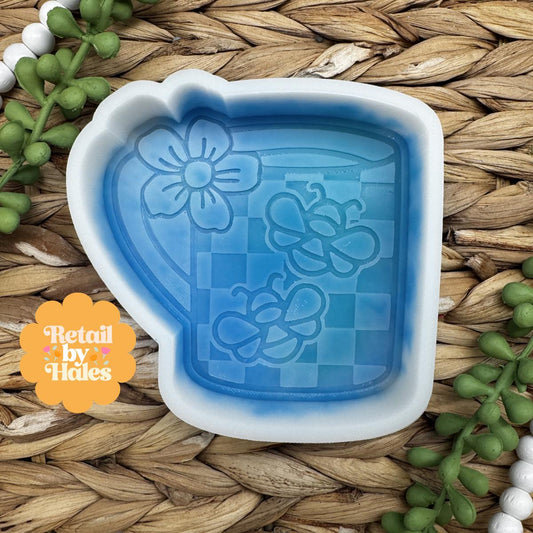 Bee Mug freshie Mold, Summer freshie molds, flower mold, coffee freshie molds, checkerboard mug freshie molds, tea wax melt mold