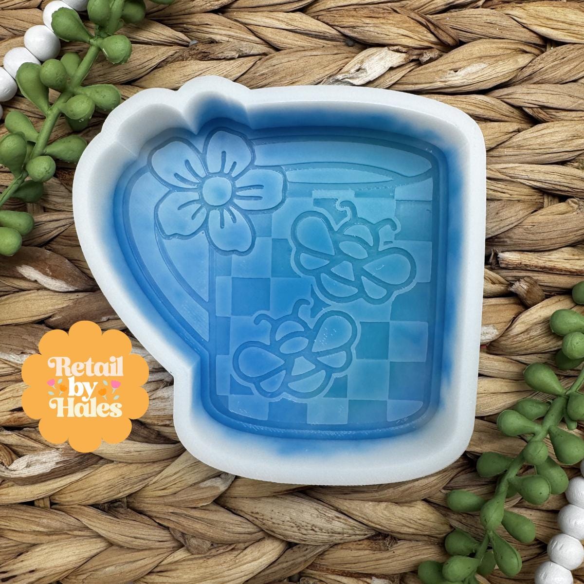 Bee Mug freshie Mold, Summer freshie molds, flower mold, coffee freshie molds, checkerboard mug freshie molds, tea wax melt mold