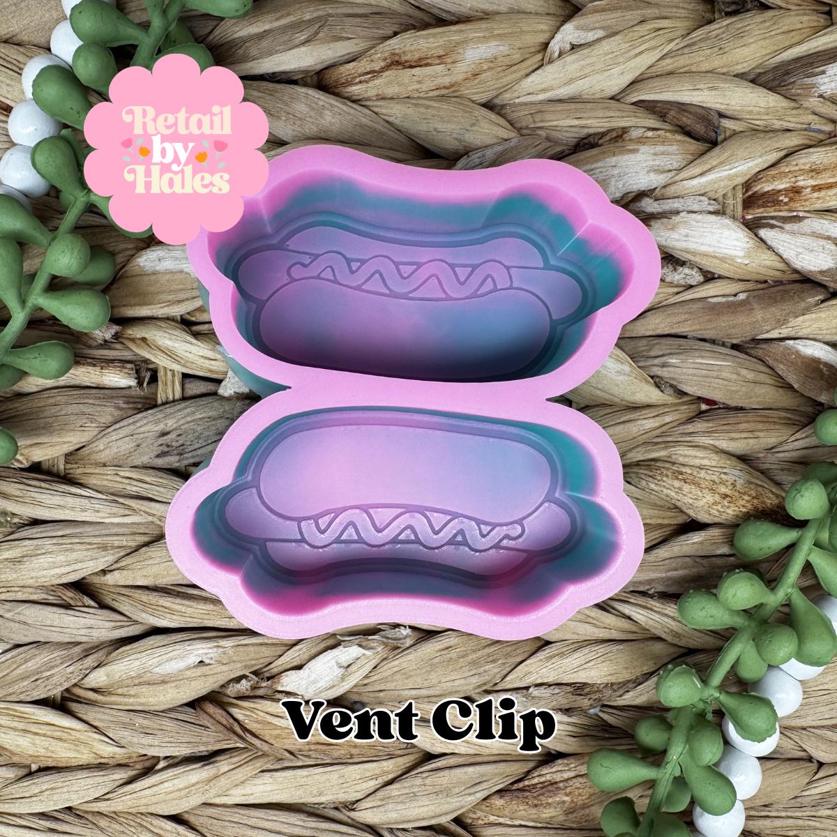 Hotdog Vent Clip Freshie Mold, Summer Freshie Molds, BBQ freshie molds, hotdog soap mold, hotdog wax melt mold, food freshie mold