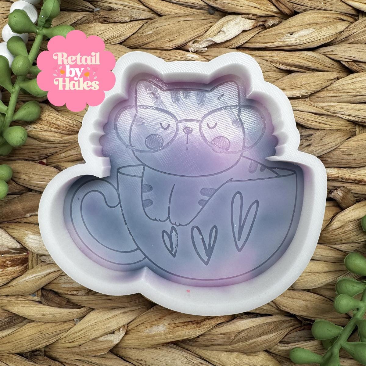 Kitten in Mug Freshie Mold, aroma bead molds, freshie making supplies, animal freshie molds, bestselling freshie molds, cat freshie molds