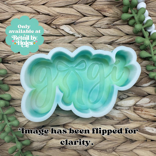 Gigi with Bow Freshie Mold, Gigi Freshie mold, grandma freshie mold, beginner freshie mold, Gigi soap mold, Gigi wax mold