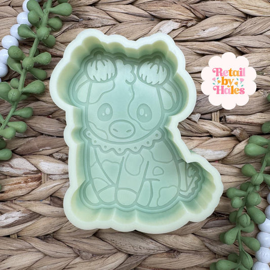 Pumpkin Pie Cow Freshie Mold, western freshie molds, pie freshie mold, fall freshie mold, food freshie mold, cute highland cow freshie mold