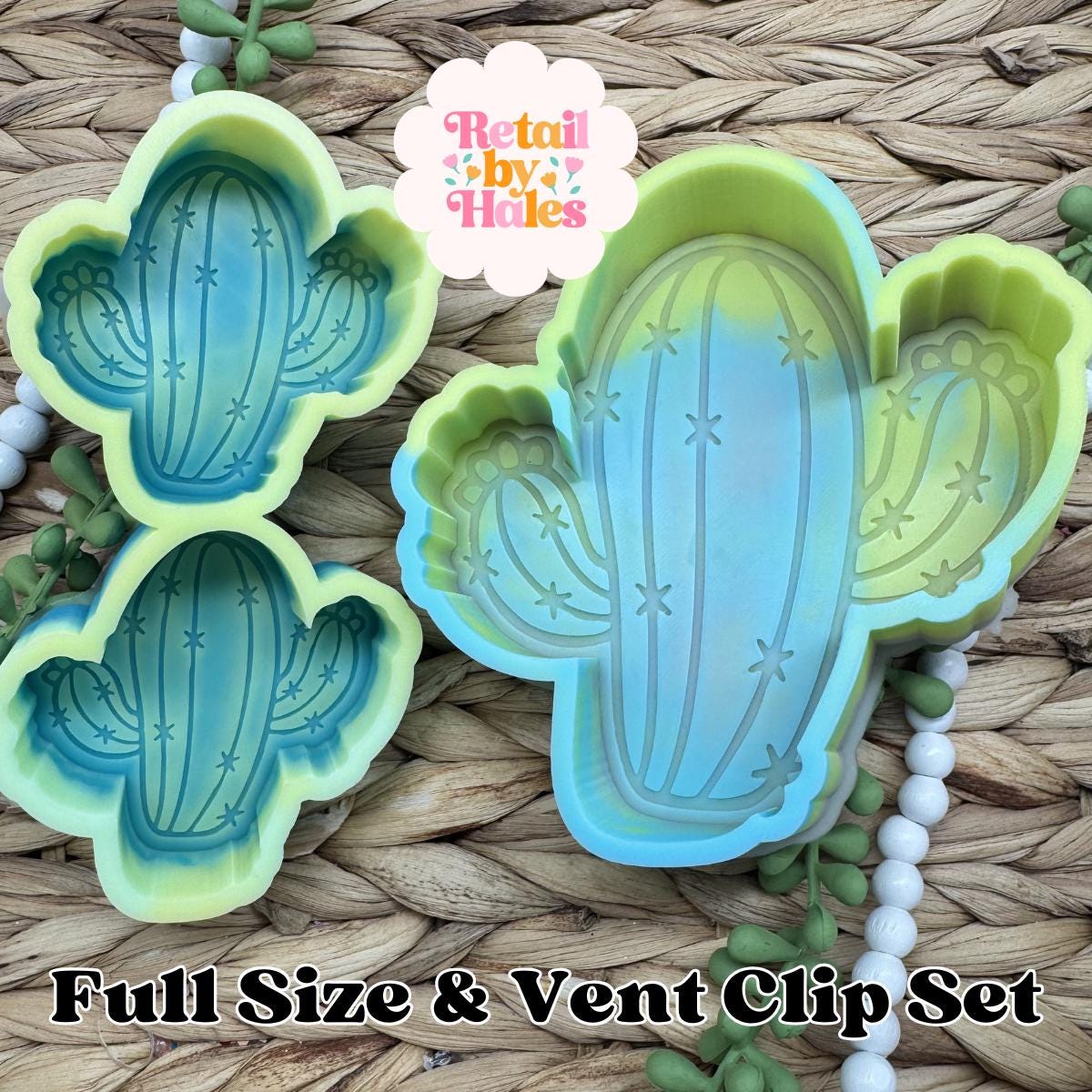 Cactus Vent Clip Set Freshie Mold, plant freshie molds, desert silicone mold, vent clip freshie mold set, cactus soap mold, cactus wax mold