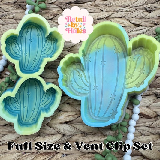 Cactus Vent Clip Set Freshie Mold, plant freshie molds, desert silicone mold, vent clip freshie mold set, cactus soap mold, cactus wax mold
