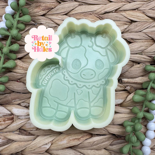 Apple Pie Cow Freshie Mold, western freshie molds, pie freshie mold, fall freshie mold, autumn freshie mold, food freshie mold, cutie cow