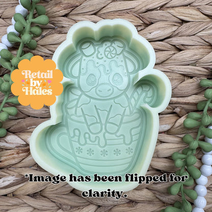 Peppermint Cocoa Cow Freshie Mold, western freshie molds, coffee mug freshie mold, winter freshie mold, hot chocolate freshie mold