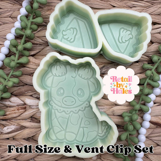 Pumpkin Pie Cow Set Freshie Mold, pumpkin pie vent clip freshie mold, cutie cow pumpkin pie, fall freshie mold, pumpkin freshie molds