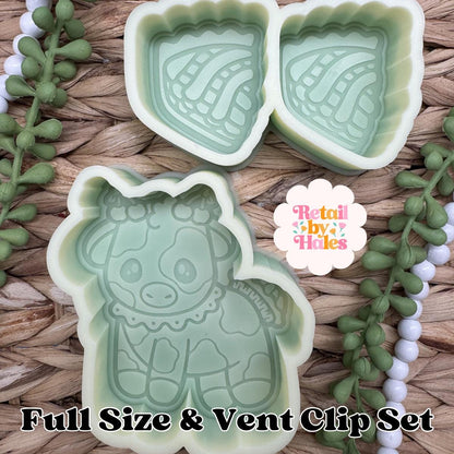 Cherry Pie Cow Set Freshie Mold, Cherry pie vent clip freshie mold, cutie cow Cherry pie, fall freshie mold, Cherry freshie molds