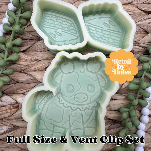 Apple Pie Cow Set Freshie Mold, Apple pie vent clip freshie mold, cutie cow apple pie, fall freshie mold, apple freshie molds