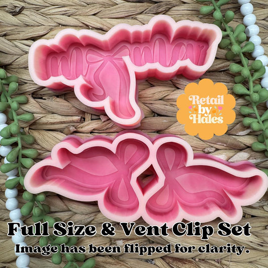 Mama with Bow Vent Clip Set Freshie Mold, Mama with bow Freshie mold, mom freshie mold, mother's day freshie mold, simple mom freshie mold