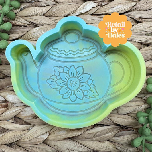 Sunflower Tea Pot Freshie Mold, granny freshie mold, trad wife soap mold for summer, fall silicone mold, sunflower freshie mold, teapot mold