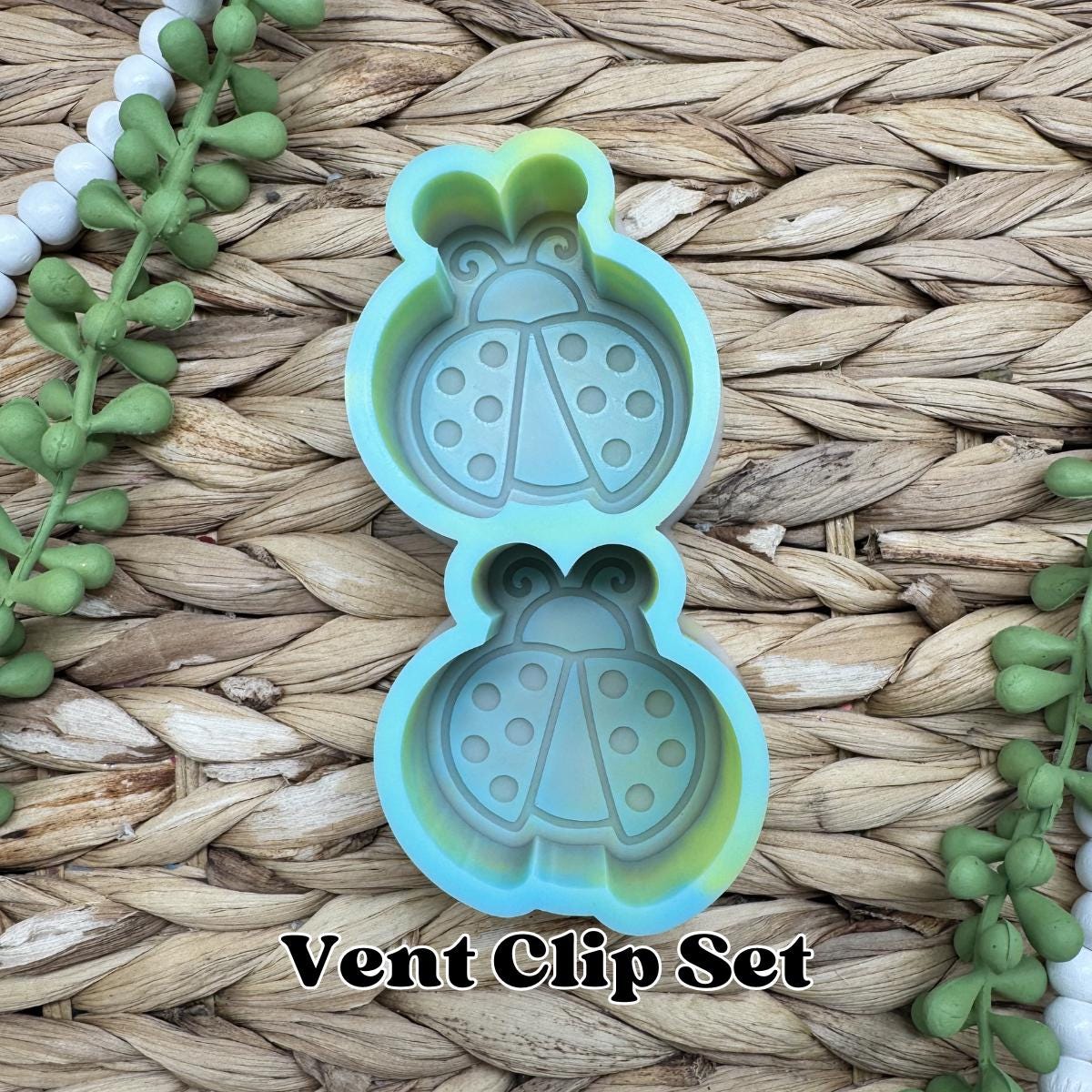 Ladybug Vent Clip Freshie Mold, bestselling freshie molds, summer silicone mold, summer freshie molds, ladybug wax melt mold