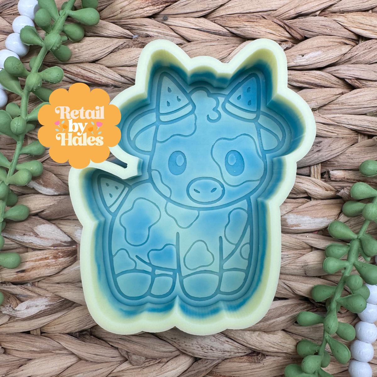 Watermelon Cow Freshie Mold, western freshie molds, Watermelon freshie mold, fruit freshie mold, summer freshie mold, western soap mold
